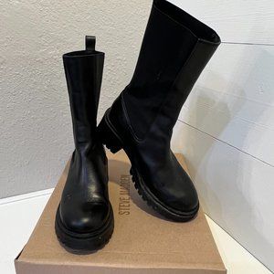NEW! Steve Madden Sz 9 ~ black leather Hesitant Chelsea Boot Boots / LuG SoLe
